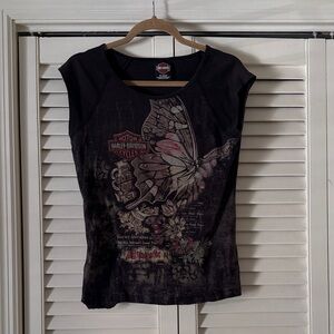 Harley-Davidson Women's Black Butterfly Tee